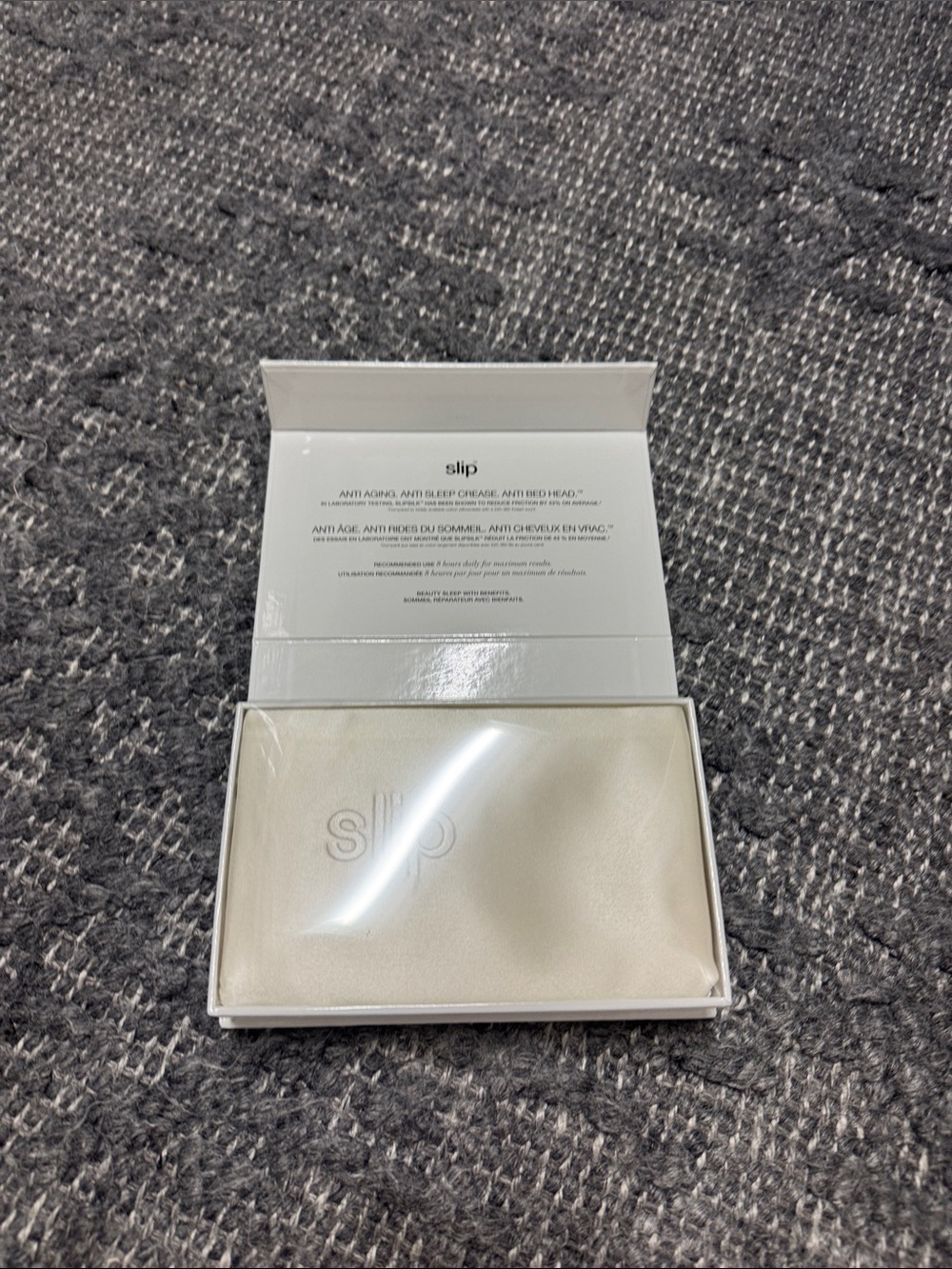 slip Cream Silk Pillowcase with Embossed Logo